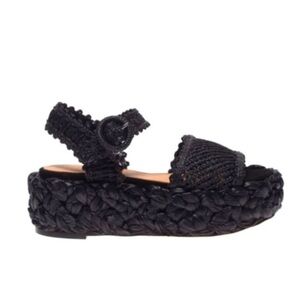 Paloma Barcelo Oda Platform Chunky Rafia Sandals Coastal Tropical Cruise